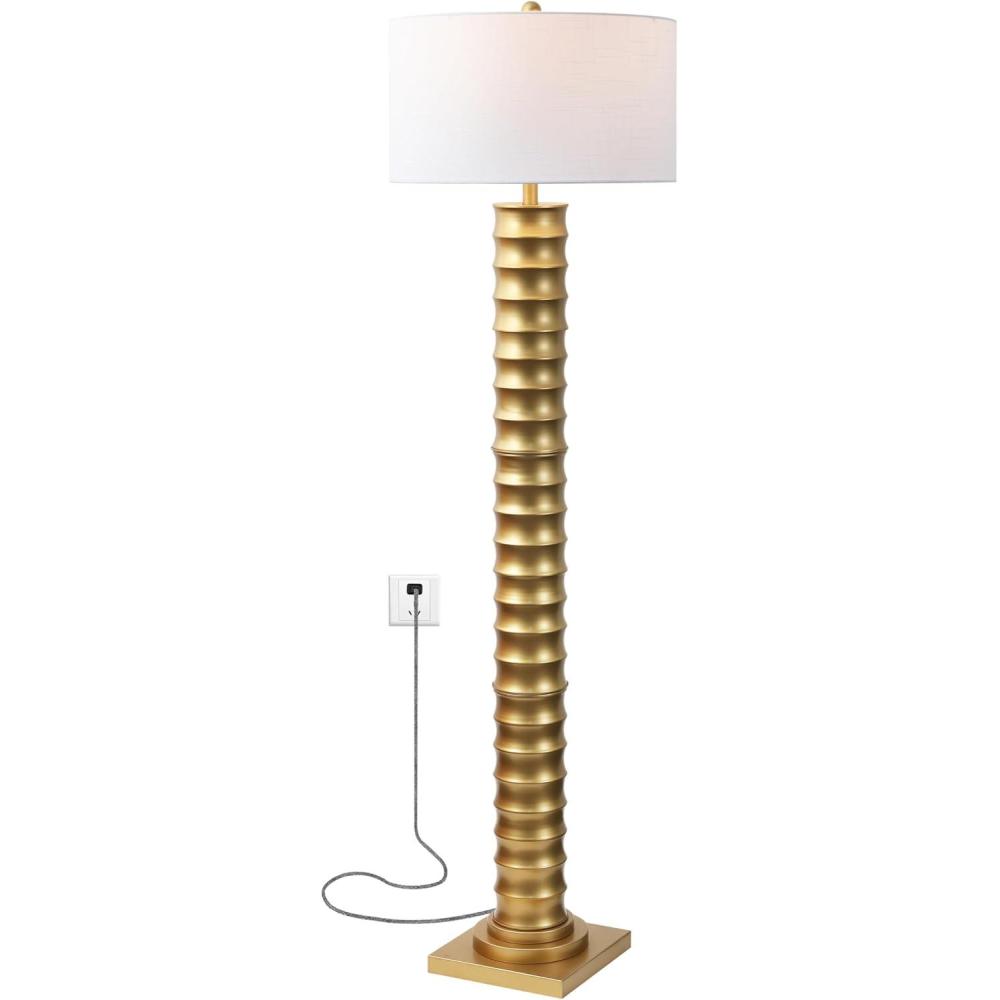 imageJONATHAN Y JYL4032A Serena 63quot Metal LED Floor Lamp Contemporary Modern Art Deco Style Office Elegant Living Room Family Room Dining Room Bedroom Hallway Foyer Gold Leaf