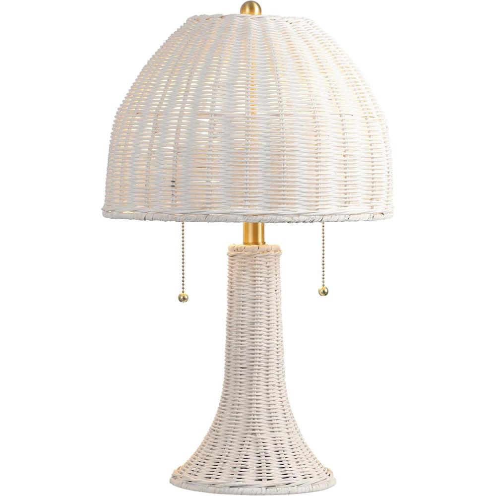 imageJONATHAN Y JYL4040A Joanie 22 Bohemian Rustic Iron LED Table Lamp Farmhouse Coastal Bedside Desk NightStand for Bedroom Living Room Office College Bulbs Included NaturalBrass Gold 130 inWhiteBrass Gold