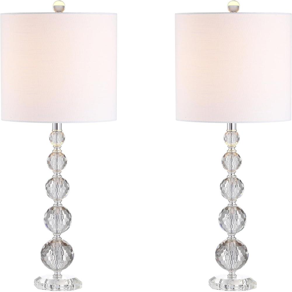 imageJONATHAN Y JYL5002ASET2 Nala 285quot Crystal LED Table Lamp Transitional Glam Bedside Desk Nightstand Lamp for Bedroom Living Room Office College Bookcase LED Bulbs Included ClearChrome Set of 2