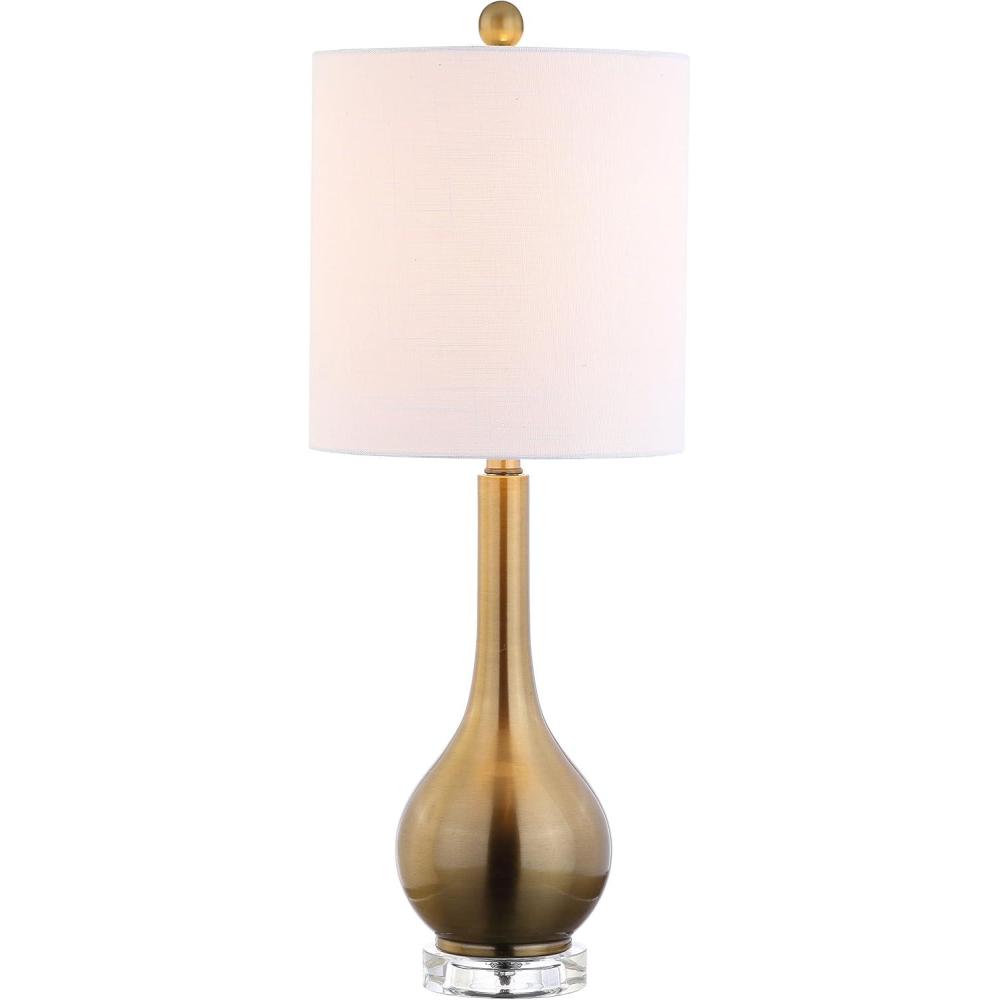 imageJONATHAN Y JYL5010A Dylan 25quot MetalCrystal Teardrop LED Table Lamp Contemporary Transitional Bedside Desk Nightstand Lamp for Bedroom Living Room Office College Bookcase Brass GoldBrass Gold