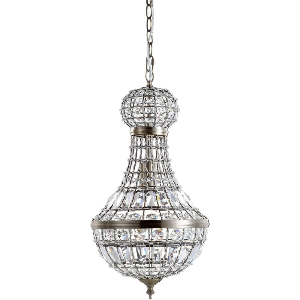 imageJONATHAN Y JYL6109A Regina 12quot CrystalMetal Empire LED Chandelier Pendant Glam Contemporary Transitional Dimmable Adjustable Dining Room Living Room Kitchen Foyer Bedroom Hallway Antique Brass10 in