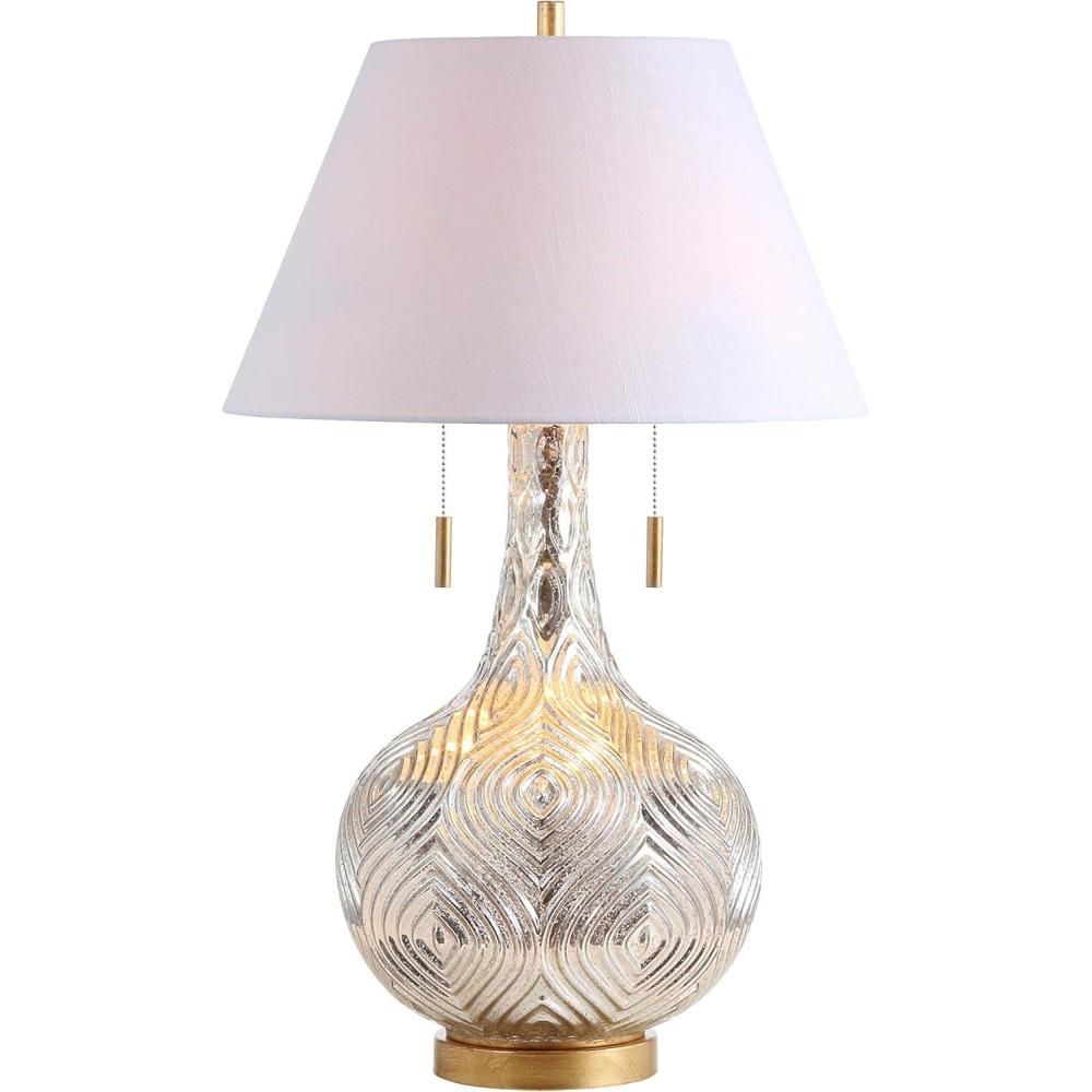 imageJONATHAN Y JYL6206A Highland 3075quot Gourd Glass LED Table Lamp Contemporary Transitional Bedside Desk Nightstand Bedroom Living Room Office College Bookcase LED Bulbs Included Mercury SilverGold