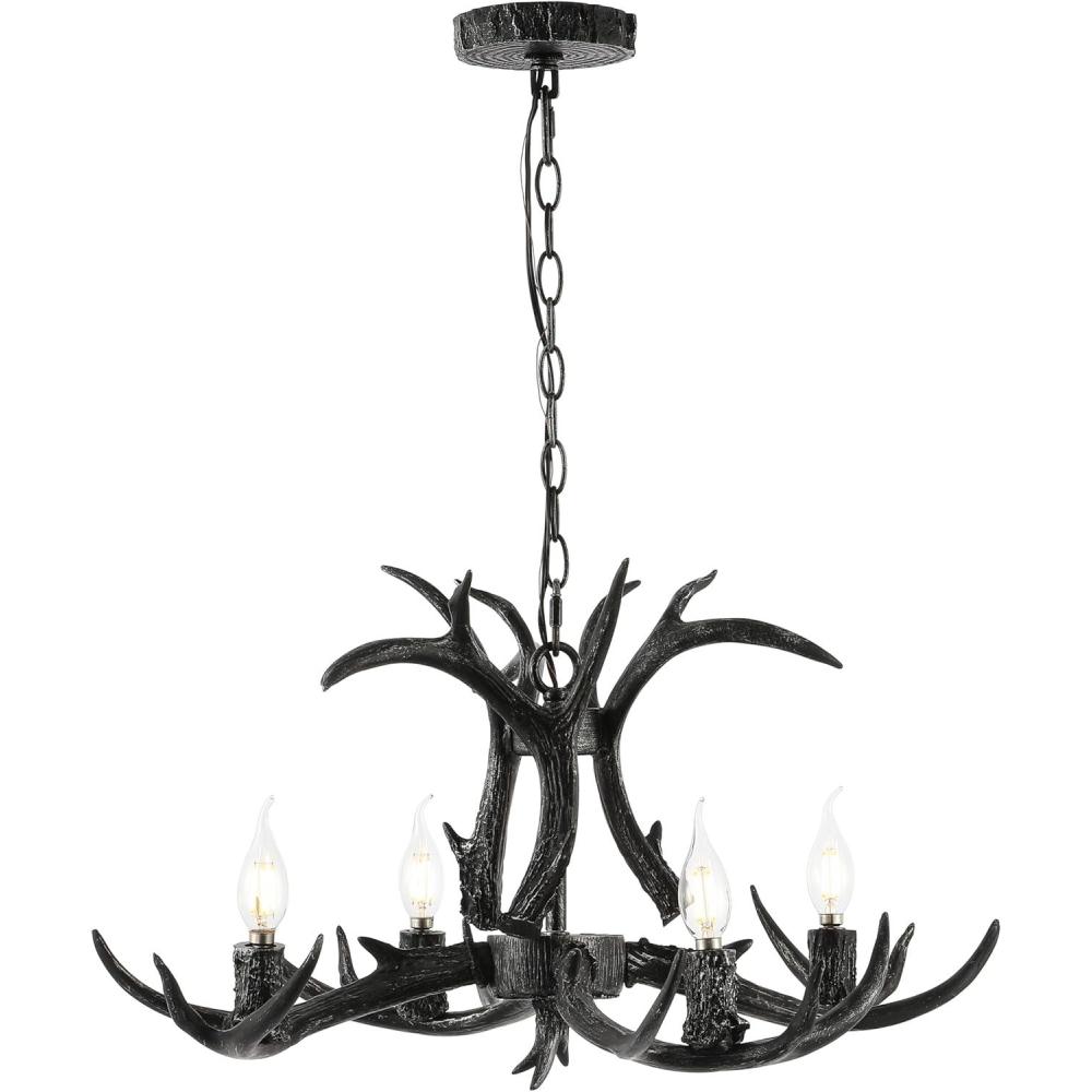 imageJONATHAN Y JYL6300A Eldora 30quot Adjustable Resin Antler 5Light LED Chandelier Glam RusticCottageTransitional Dimmable Dining Room Living Room Kitchen Foyer Bedroom BrownBlack