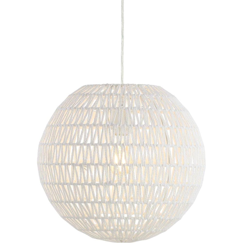 imageJONATHAN Y JYL6503B Luna 1575quot 1Light Bohemian Modern Woven RattanIron LED Pendant Farmhouse Coastal Adjustable Dining Room Living Room Kitchen Island Foyer Bedroom Hallway CreamWhiteWhite