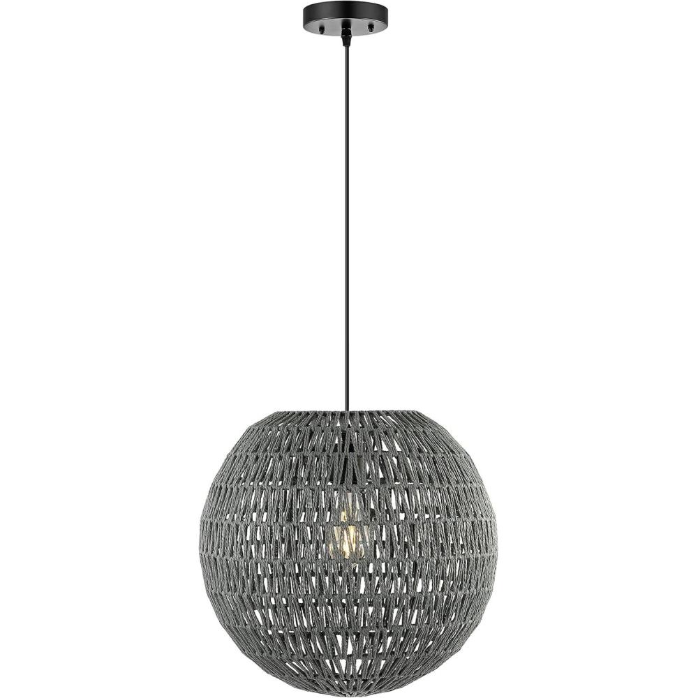 imageJONATHAN Y JYL6503B Luna 1575quot 1Light Bohemian Modern Woven RattanIron LED Pendant Farmhouse Coastal Adjustable Dining Room Living Room Kitchen Island Foyer Bedroom Hallway CreamWhiteGray