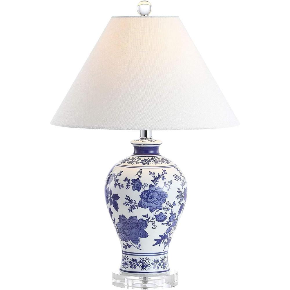 imageJONATHAN Y JYL6613A Song 215quot CeramicCrystal Chinoiserie Floral LED Table Lamp Classic Cottage Bedside Desk Nightstand Lamp for Bedroom Living Room Office College Bookcase BlueWhite