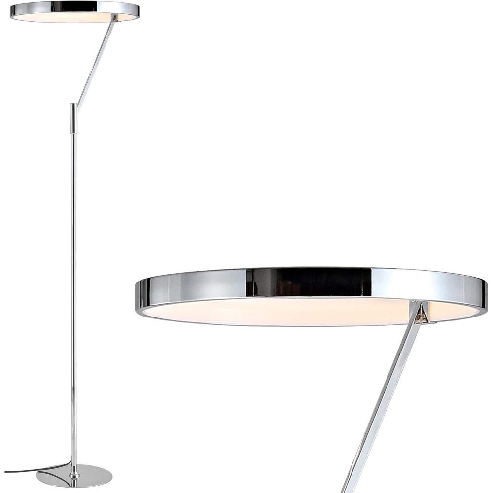 imageJONATHAN Y JYL7015A Owen 667quot Integrated LED Metal Floor Lamp MinimalisticModernContemporary for Bedrooms Living Room Office Reading ChromeChrome