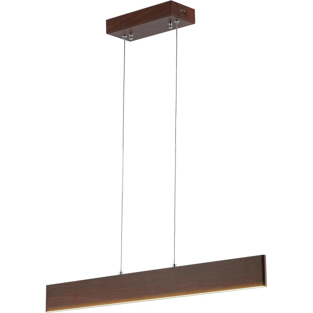 imageJONATHAN Y JYL7019B Draper 40quot Dimmable Adjustable Integrated LED Metal Linear Pendant Minimalistic Modern Contemporary Dining Room Living Room Kitchen Foyer Bedroom Hallway Brushed AluminumDark Brown Wood Finish