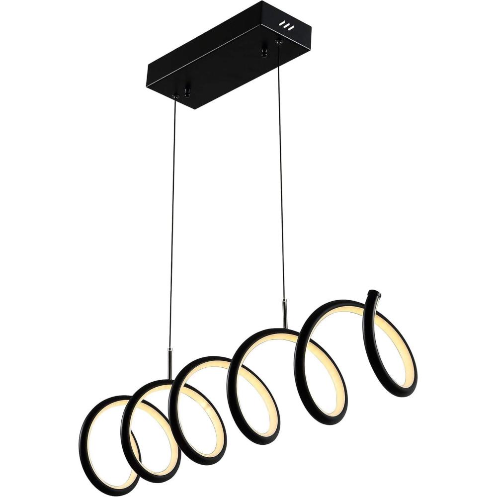 imageJONATHAN Y JYL7024B Ali 31quot Dimmable Adjustable Integrated LED Metal Linear Pendant Minimalistic Modern Contemporary Dining Room Living Room Kitchen Foyer Bedroom Hallway BlackBlack