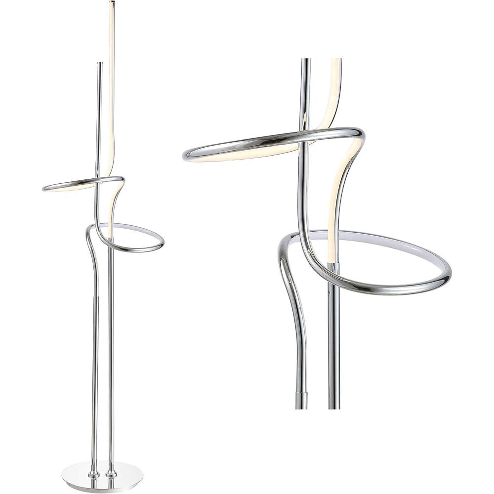 imageJONATHAN Y JYL7028A Sketch 64quot Minimalist Dimmable Metal Integrated LED Floor Lamp ContemporaryMinimalistModernGlam for Bedrooms Living Room Office Reading ChromeChrome
