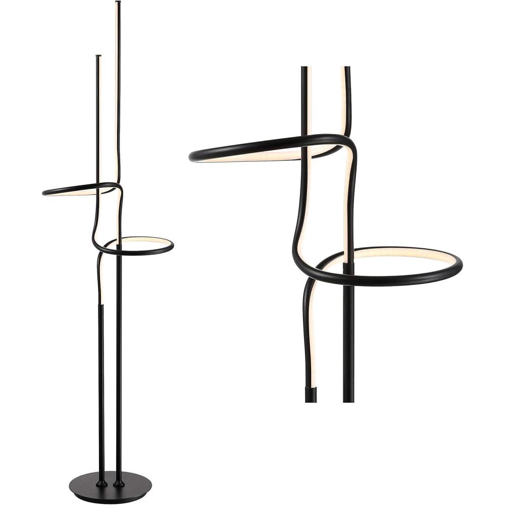 imageJONATHAN Y JYL7028A Sketch 64quot Minimalist Dimmable Metal Integrated LED Floor Lamp ContemporaryMinimalistModernGlam for Bedrooms Living Room Office Reading ChromeBlack