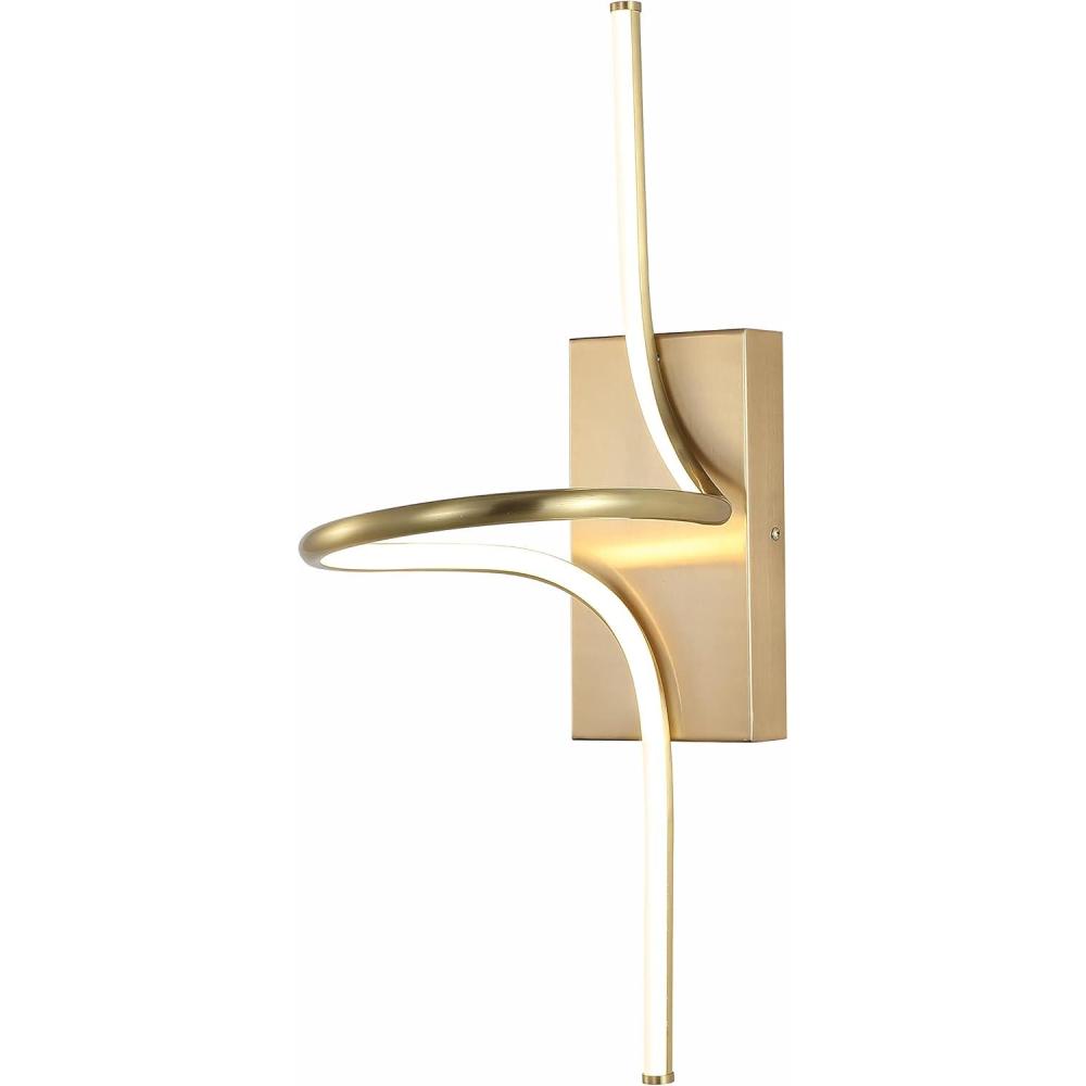 imageJONATHAN Y JYL7030C Sketch 9quot Minimalist Metal Integrated LED Vanity Light Sconce Modern Contemporary Glam Minimalist 3000K Dimmable LED Bulbs for Bedroom Living Room Bathroom Hallway GoldGold