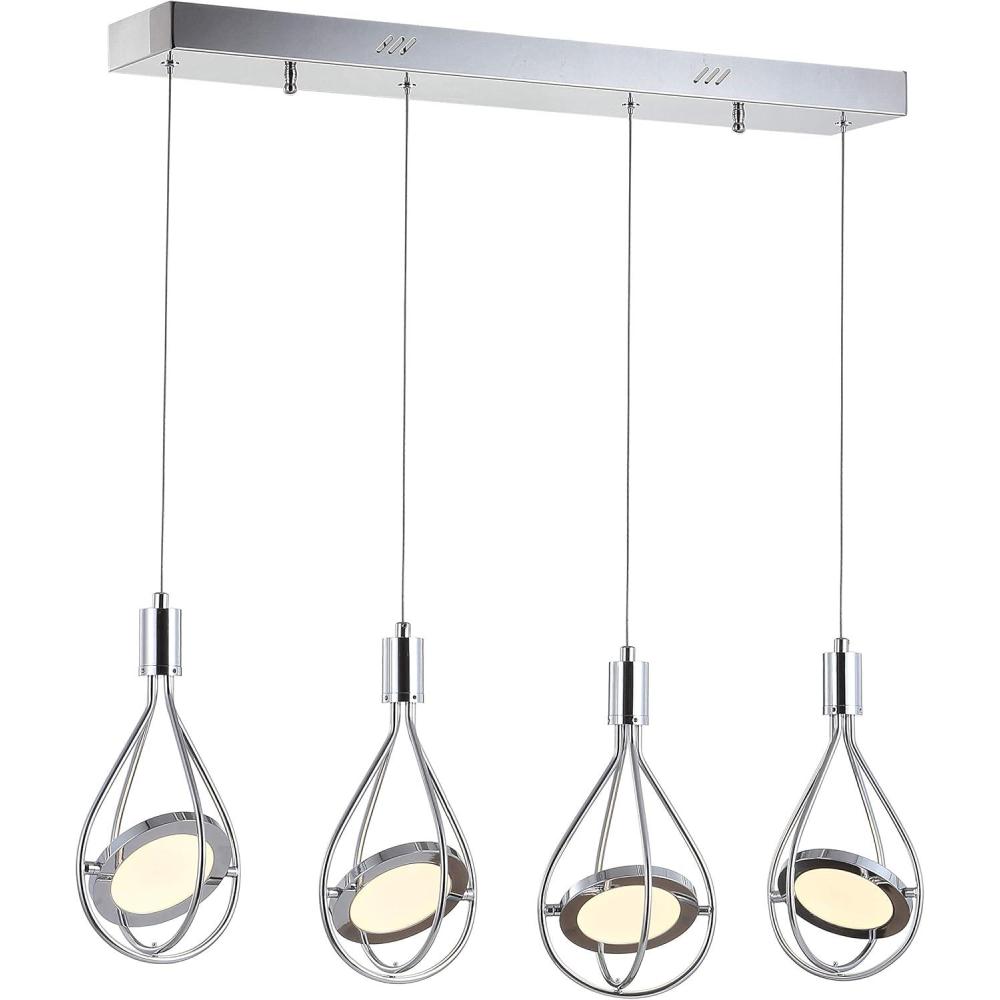 imageJONATHAN Y JYL7032A Orion 55quot Adjustable Modern Integrated 1Light Cluster LED Metal Pendant Contemporary Glam Midcentury Dimmable Dining Room Living Room Kitchen Foyer Bedroom Hallway Chrome4Light