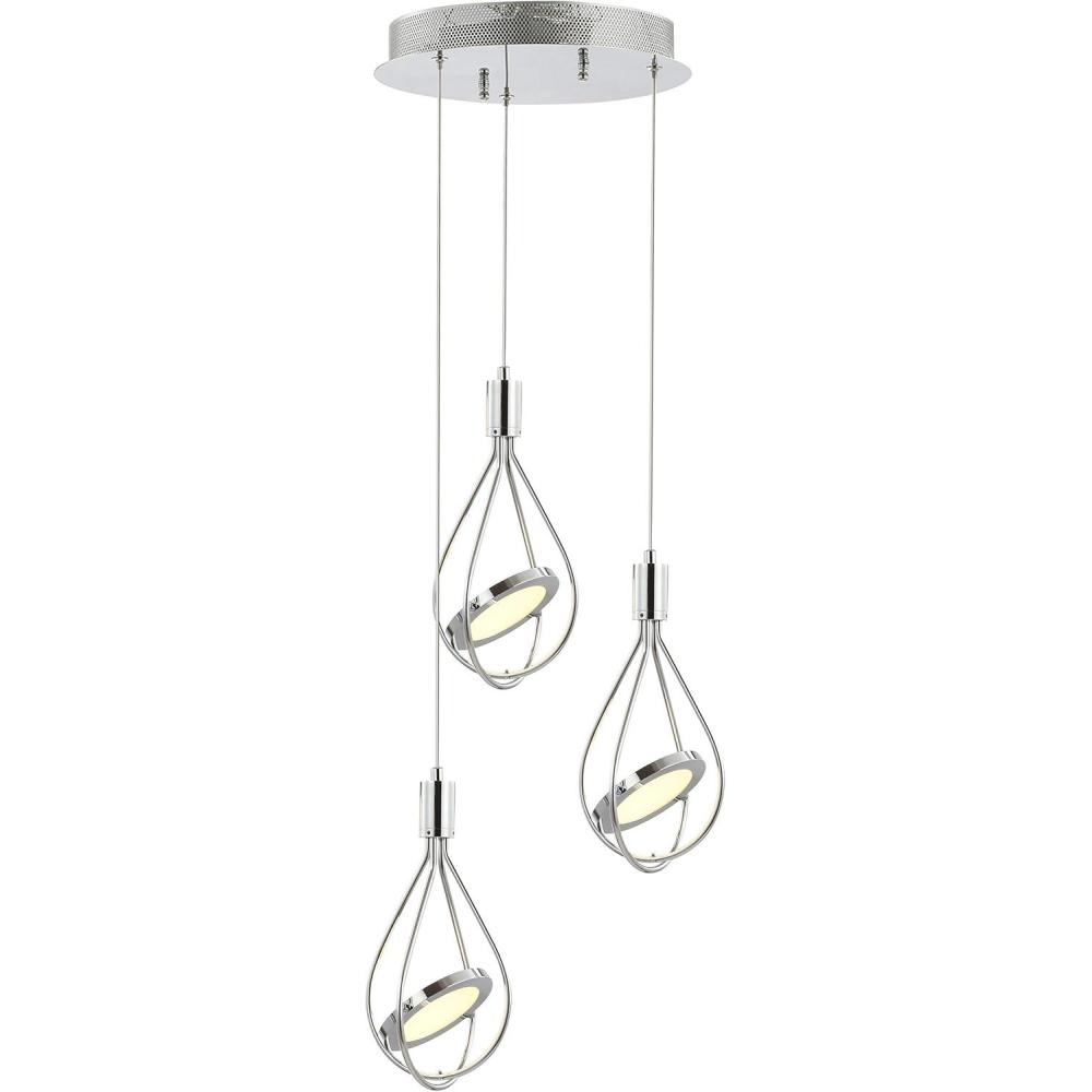 imageJONATHAN Y JYL7032A Orion 55quot Adjustable Modern Integrated 1Light Cluster LED Metal Pendant Contemporary Glam Midcentury Dimmable Dining Room Living Room Kitchen Foyer Bedroom Hallway Chrome3Light