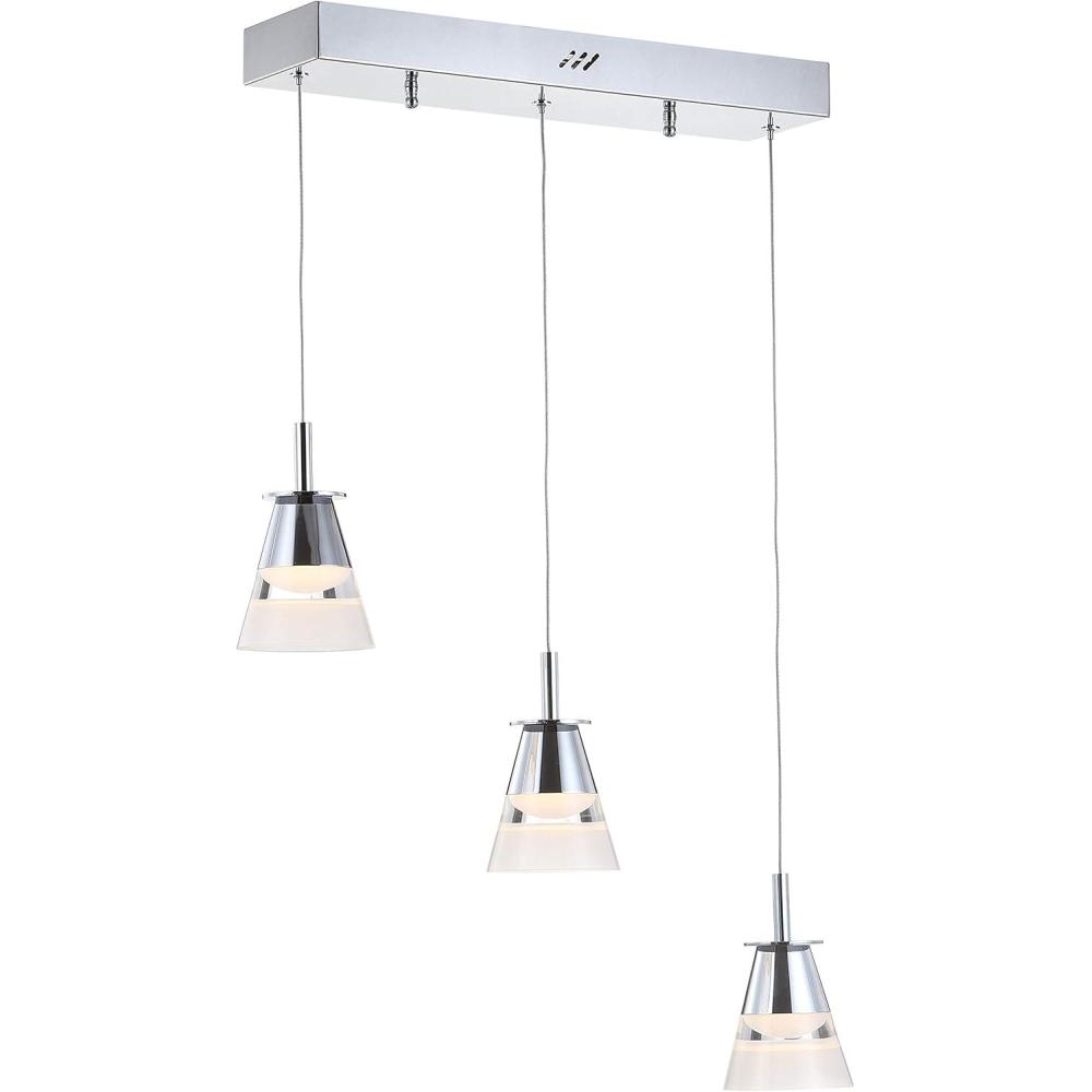 imageJONATHAN Y JYL7035A Alain 5quot 1Light Adjustable Metal Integrated LED Pendant Contemporary Glam Midcentury Transitional Dimmable Dining Room Living Room Kitchen Bedroom Commercial Office ChromeWhite195 3Light