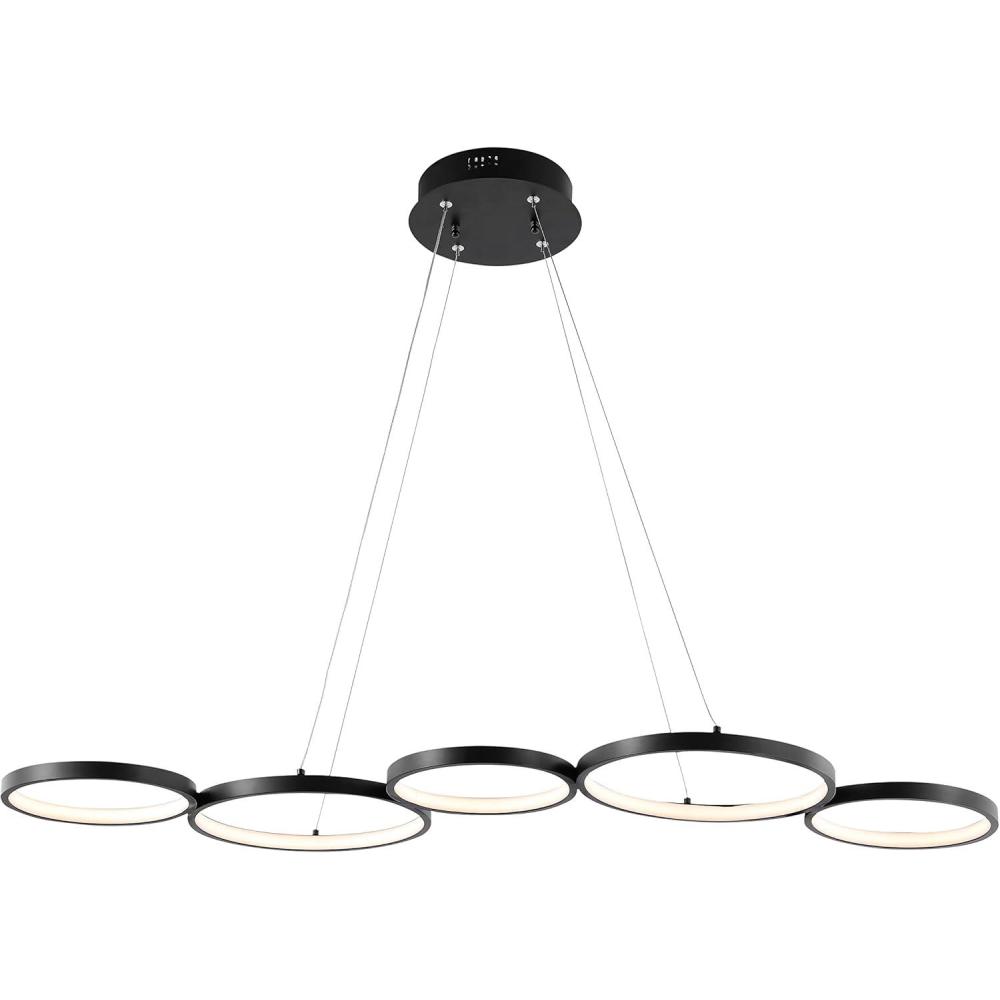 imageJONATHAN Y JYL7101A Roman 4075quot 5Light Bohemian Coastal Iron Linear Integrated LED Pendant Contemporary Industrial Adjustable Dining Room Living Room Kitchen Island Foyer Bedroom Hallway Black