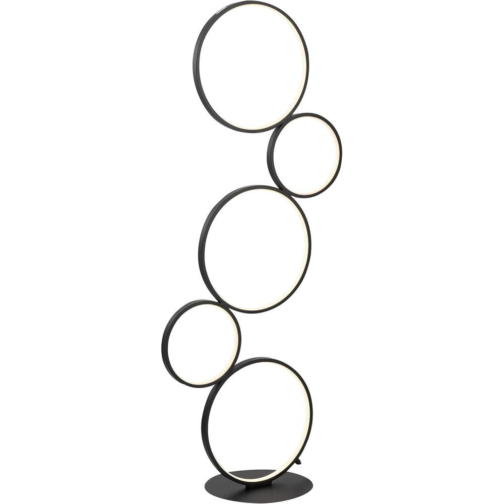 imageJONATHAN Y JYL7103A Pluto Stacked Circles 45quot 5Light Contemporary Modern IronAluminum Integrated LED Floor Lamp Standing Reading Lamp for Bedroom Living Room Office Black 180 inPluto Black