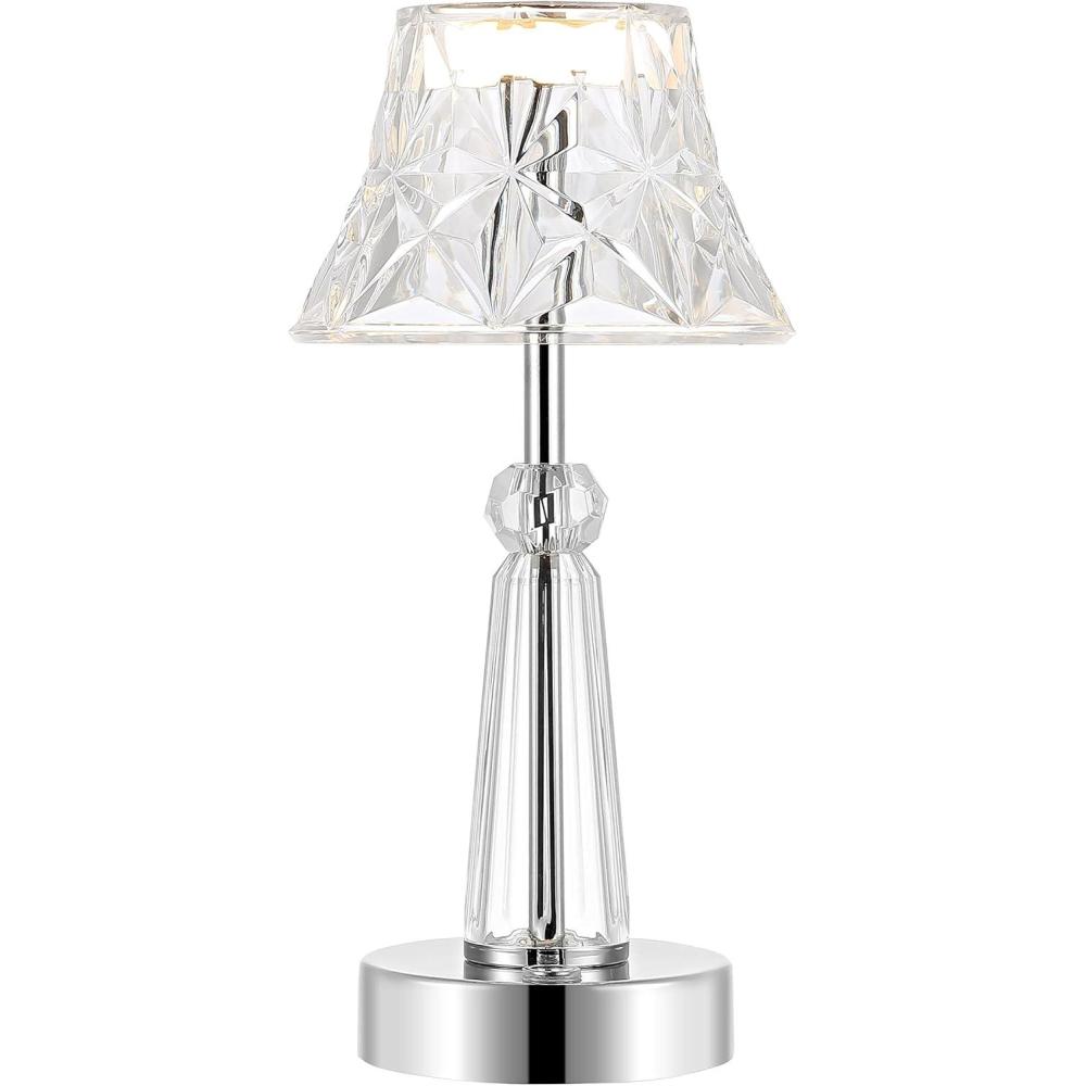 imageJONATHAN Y JYL7107A Madelyn 115quot Bohemian Classic Acrylic Rechargeable Integrated LED Table Lamp Contemporary Bedside Desk Nightstand Lamp for Bedroom Living Room Office ClearChrome