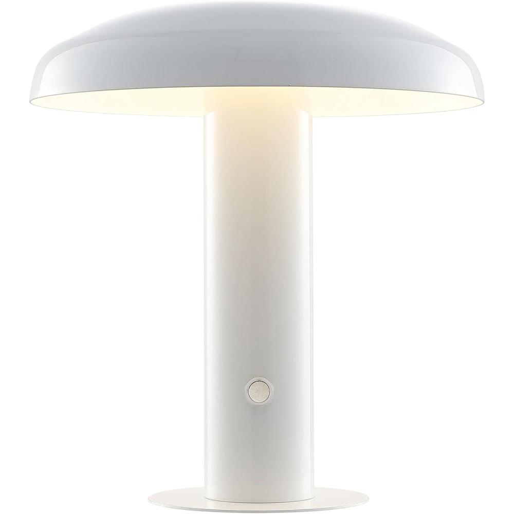 imageJONATHAN Y JYL7114A Suillius 11quot Contemporary Bohemian RechargeableCordless Portable Iron Integrated LED Mushroom Table Lamp Modern Coastal Bedside Desk Nightstand Lamp BlackWhite
