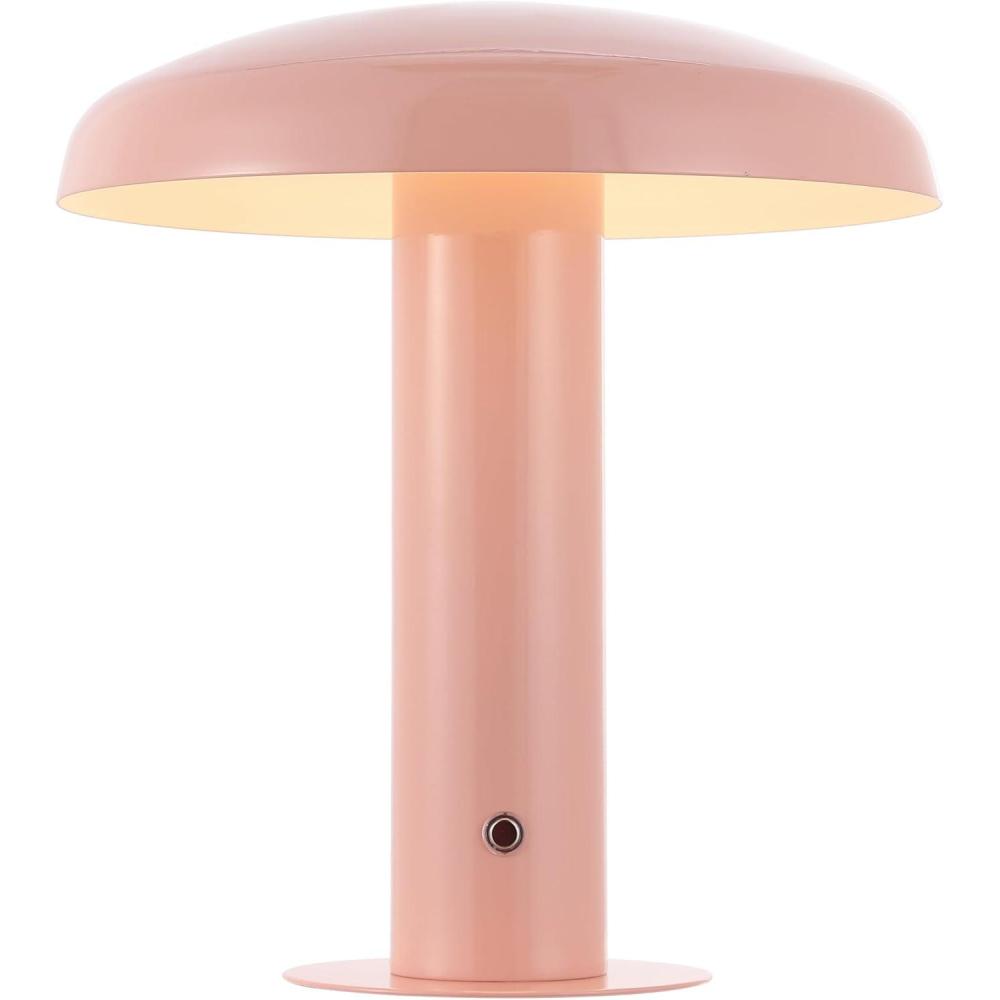 imageJONATHAN Y JYL7114A Suillius 11quot Contemporary Bohemian RechargeableCordless Portable Iron Integrated LED Mushroom Table Lamp Modern Coastal Bedside Desk Nightstand Lamp BlackPink