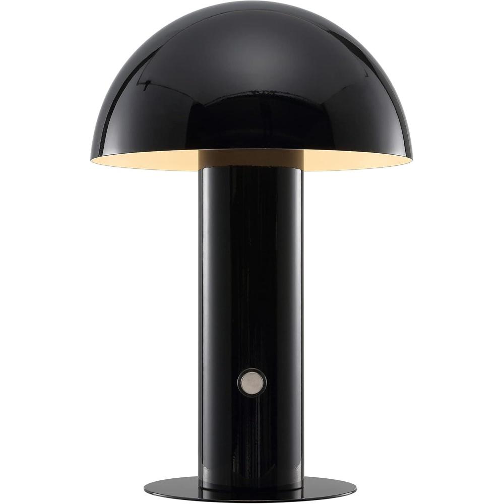 imageJONATHAN Y JYL7115B Boletus 1075quot Contemporary Bohemian RechargeableCordless Portable Iron Integrated LED Mushroom Table Lamp Modern Coastal Bedside Desk Nightstand Lamp WhiteBlack