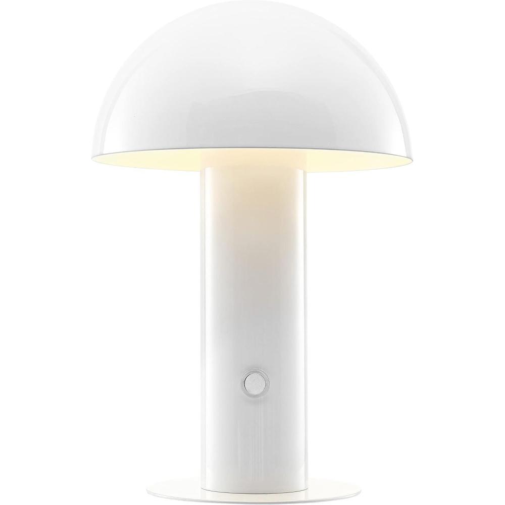 imageJONATHAN Y JYL7115B Boletus 1075quot Contemporary Bohemian RechargeableCordless Portable Iron Integrated LED Mushroom Table Lamp Modern Coastal Bedside Desk Nightstand Lamp WhiteWhite