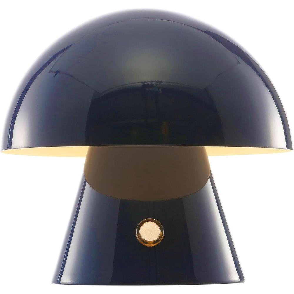imageJONATHAN Y JYL7116C Porcini 7quot Contemporary Bohemian RechargeableCordless Portable Iron Integrated LED Mushroom Table Lamp Modern Coastal Bedside Desk Nightstand Lamp Forest GreenNavy