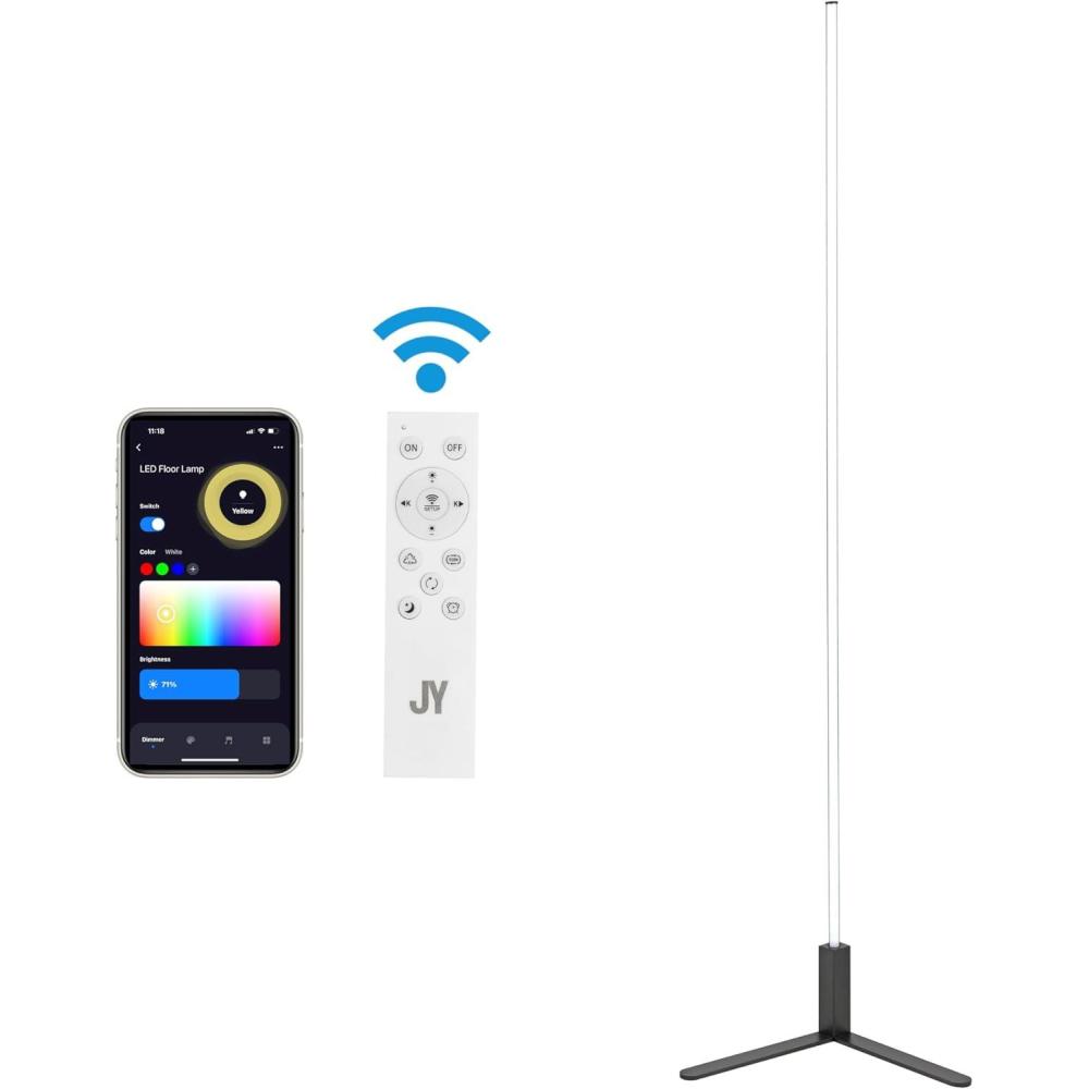 imageJONATHAN Y JYL7126A Potts 605quot Modern Contemporary AluminumIron Integrated LED Post Floor Lamp Black for Living Room Dining Room Bedroom OfficeBlack