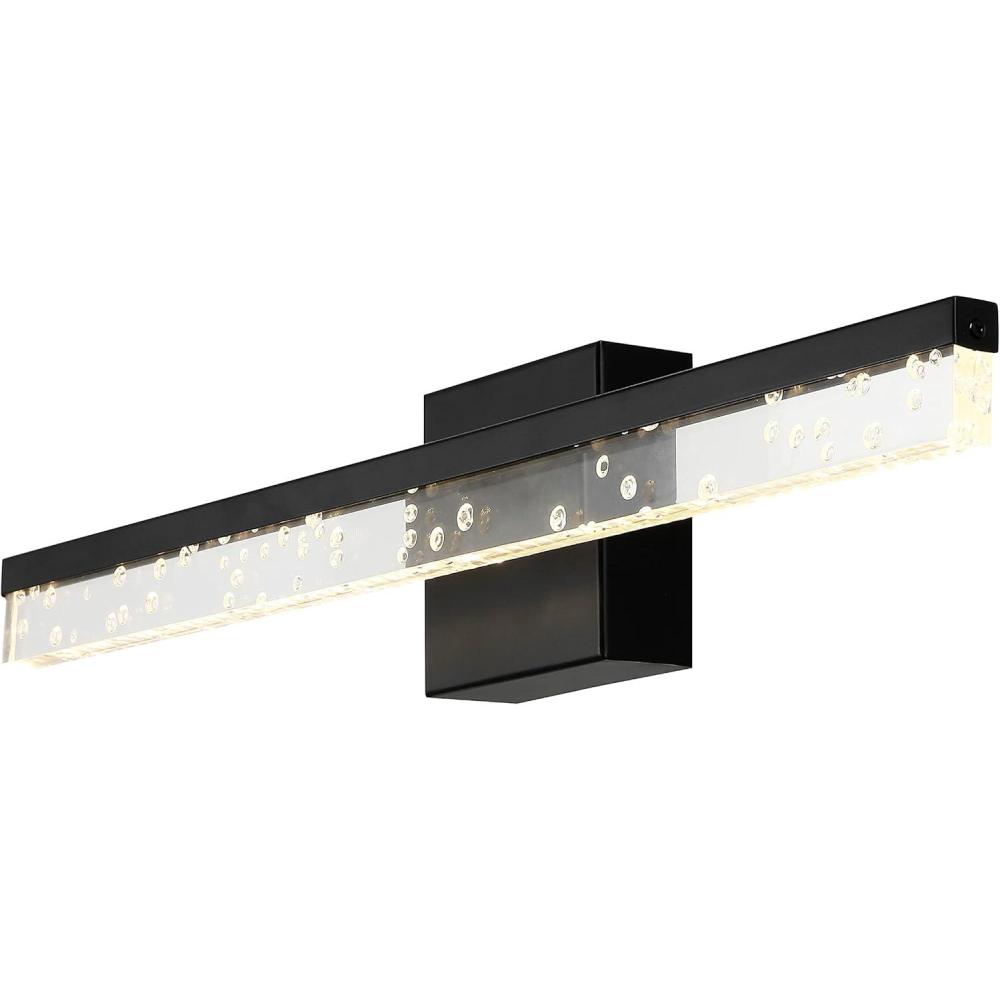 imageJONATHAN Y JYL7128A Mario 22quot 1Light Modern Contemporary 360Degree Rotatable IronSeeded Acrylic Integrated LED Vanity Light Industrial Minimalist French Country Mirror Cabinet BlackClearBlackClear