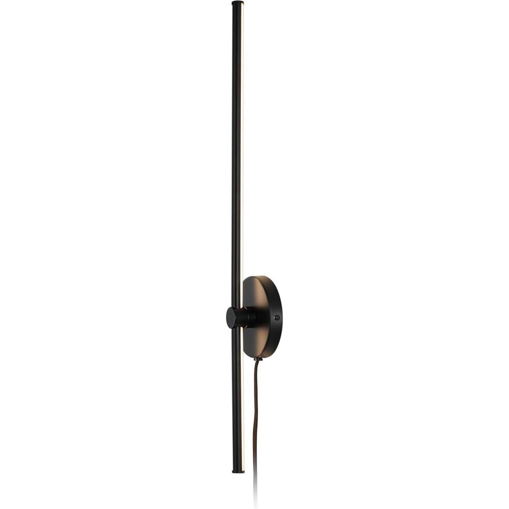 imageJONATHAN Y JYL7136A Anton 2725quot 1Light Modern Minimalist Iron Adjustable Bar Integrated LED Plugin Sconce Black for Entry Living Room Dining Room and BedroomBlack