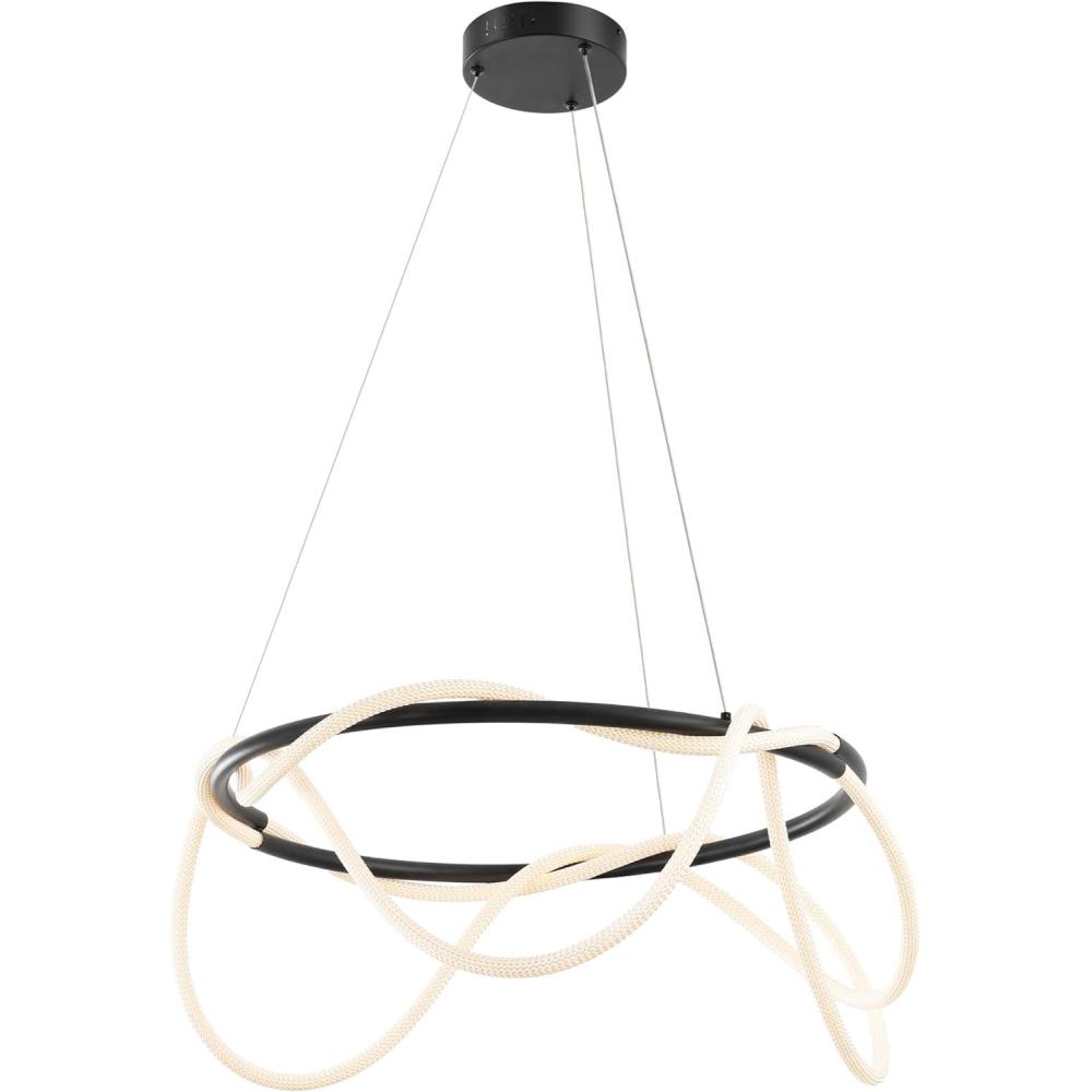 imageJONATHAN Y JYL7140B Lisette 25quot Contemporary Minimalist 360 Adjustable Silicone Neon Rope Dimmable Integrated LED Chandelier Black for Bedroom Living Room Kitchen Home Office Kids RoomBlack