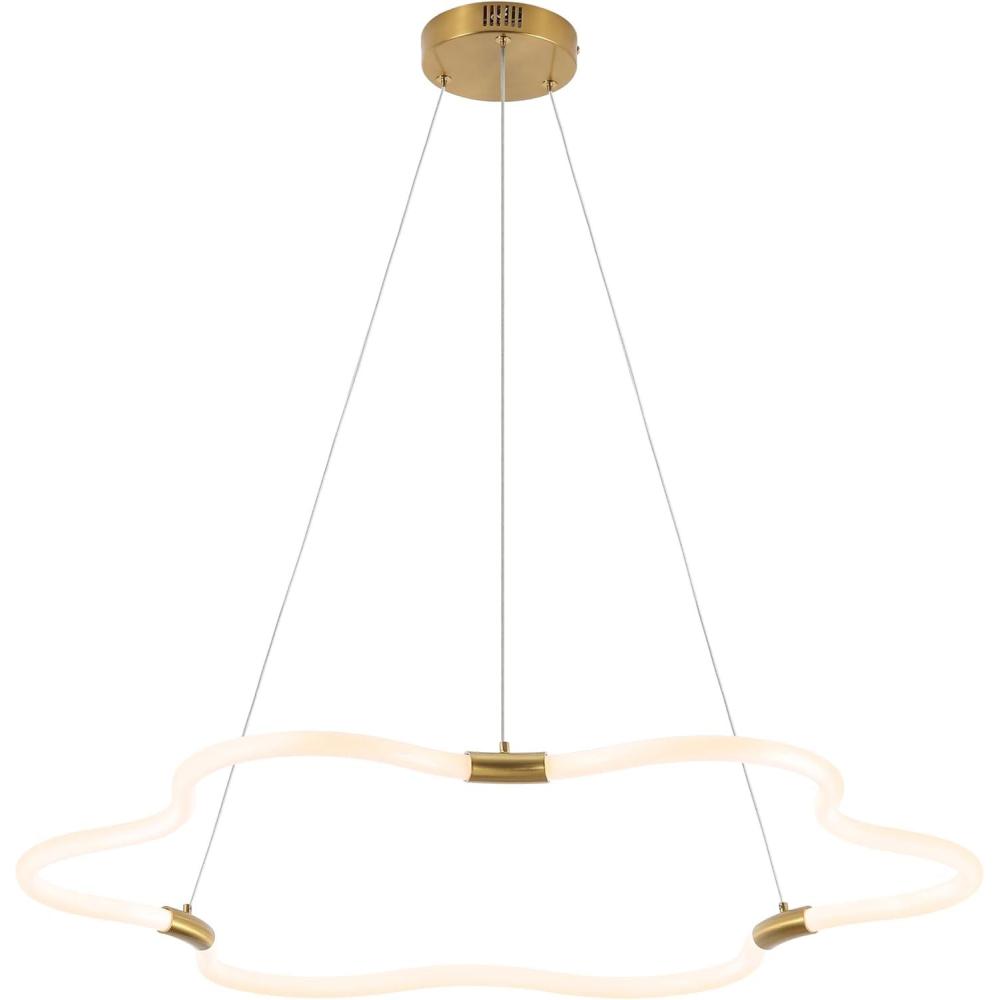 imageJONATHAN Y JYL7143A Nuvola 315quot Contemporary Minimalist MetalAcrylic Adjustable Dimmable Cloud Integrated LED Chandelier Brass Gold for Bedroom Living Room Kitchen Home Office Kids RoomBrass Gold