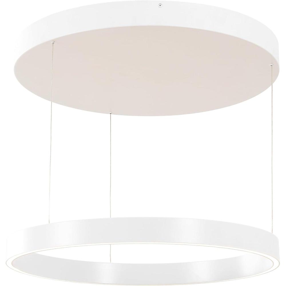 imageJONATHAN Y JYL7151A Jense 2375quot Minimalist Modern Metal Adjustable Dimmable Ring LED Pendant Black for Bedroom Living Room Dining RoomWhite