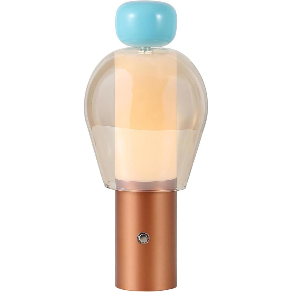 imageJONATHAN Y JYL7161B Evonne 1075quot Modern Glam CandleStyle RechargeableCordless Dimmable Integrated LED Table Lamp with Touch Sensor Bedroom Living Room Office Dining Room BlueCooperAmberBlueCopperAmber
