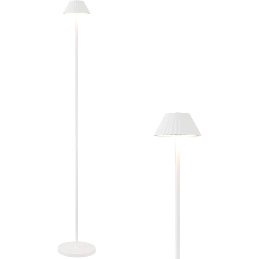 imageJONATHAN Y JYL7168A Mallory 44quot Modern Minimalist IndoorOutdoor Iron Pleated Shade RechargeableCordless Dimmable Integrated LED Floor Lamp Coastal Contemporary Deck Patio Porch BrownWhite