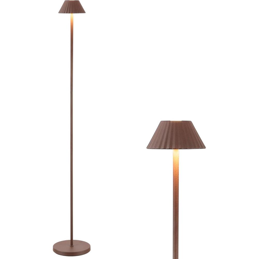 imageJONATHAN Y JYL7168A Mallory 44quot Modern Minimalist IndoorOutdoor Iron Pleated Shade RechargeableCordless Dimmable Integrated LED Floor Lamp Coastal Contemporary Deck Patio Porch BrownBrown