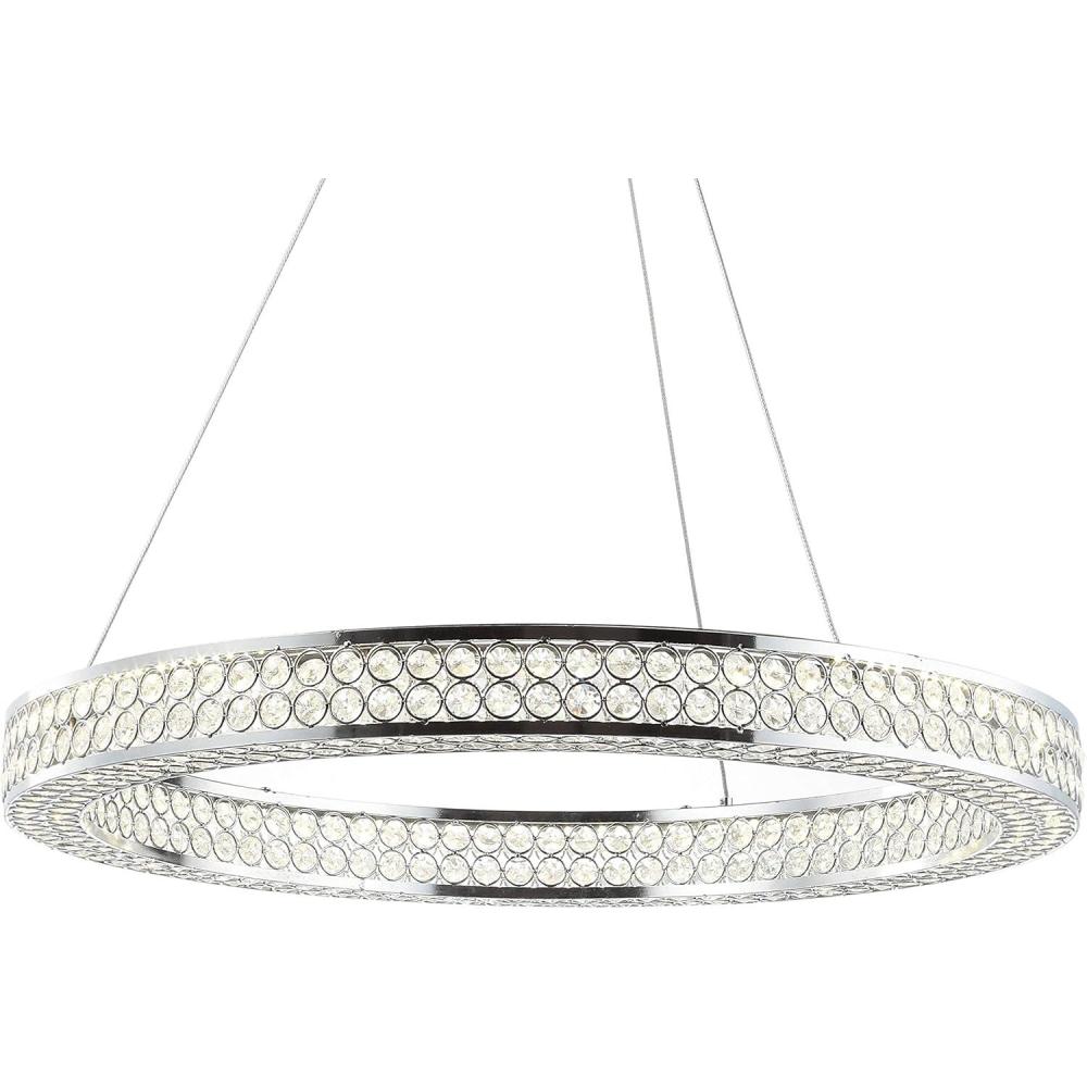 imageJONATHAN Y JYL7201A Benton 247quot Round Integrated LED CrystalMetal Pendant Chandelier Modern Contemporary Transitional Glam Dining Room Living Room Kitchen Foyer Bedroom Hallway ChromeClear
