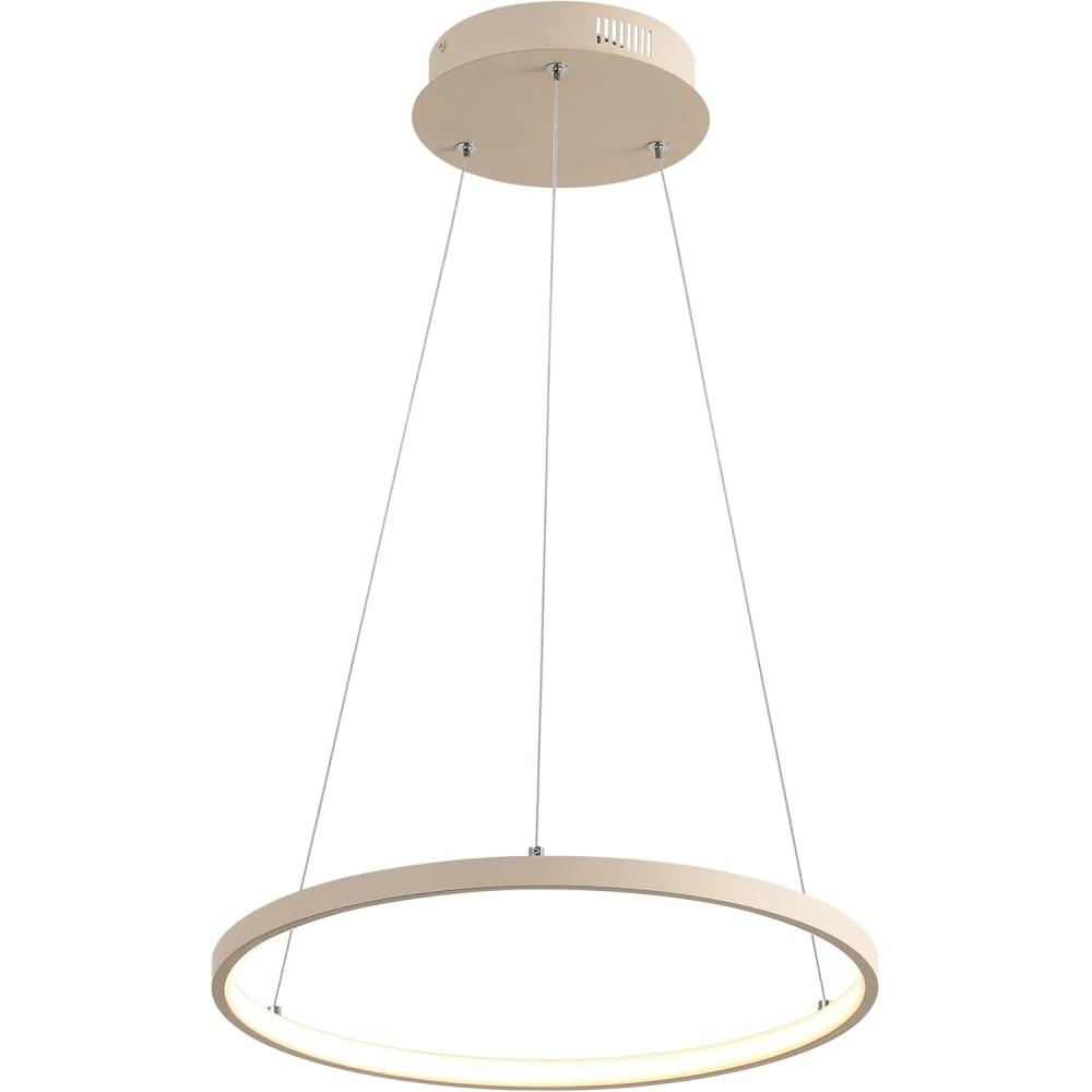 imageJONATHAN Y JYL7203A Brice 2375 Round Integrated LED Metal Pendant Chandelier Modern Contemporary Transitional Dining Room Living Room Kitchen Foyer Bedroom Hallway Matte BlackBeige