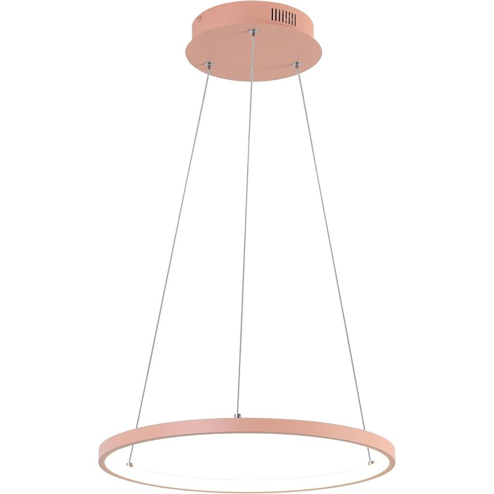 imageJONATHAN Y JYL7203A Brice 2375 Round Integrated LED Metal Pendant Chandelier Modern Contemporary Transitional Dining Room Living Room Kitchen Foyer Bedroom Hallway Matte BlackMatte Pink