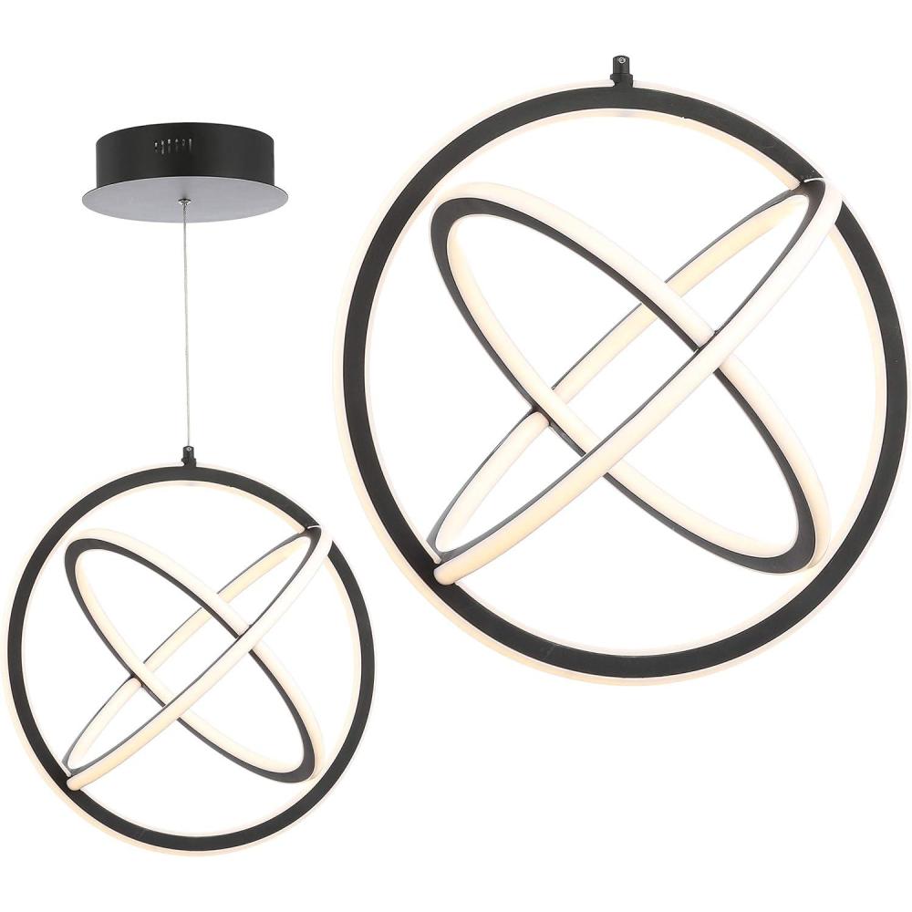 imageJONATHAN Y JYL7211A Orbit 165quot Adjustable Integrated LED Metal Pendant Contemporary Dimmable Dining Room Living Room Kitchen Commercial Office Black