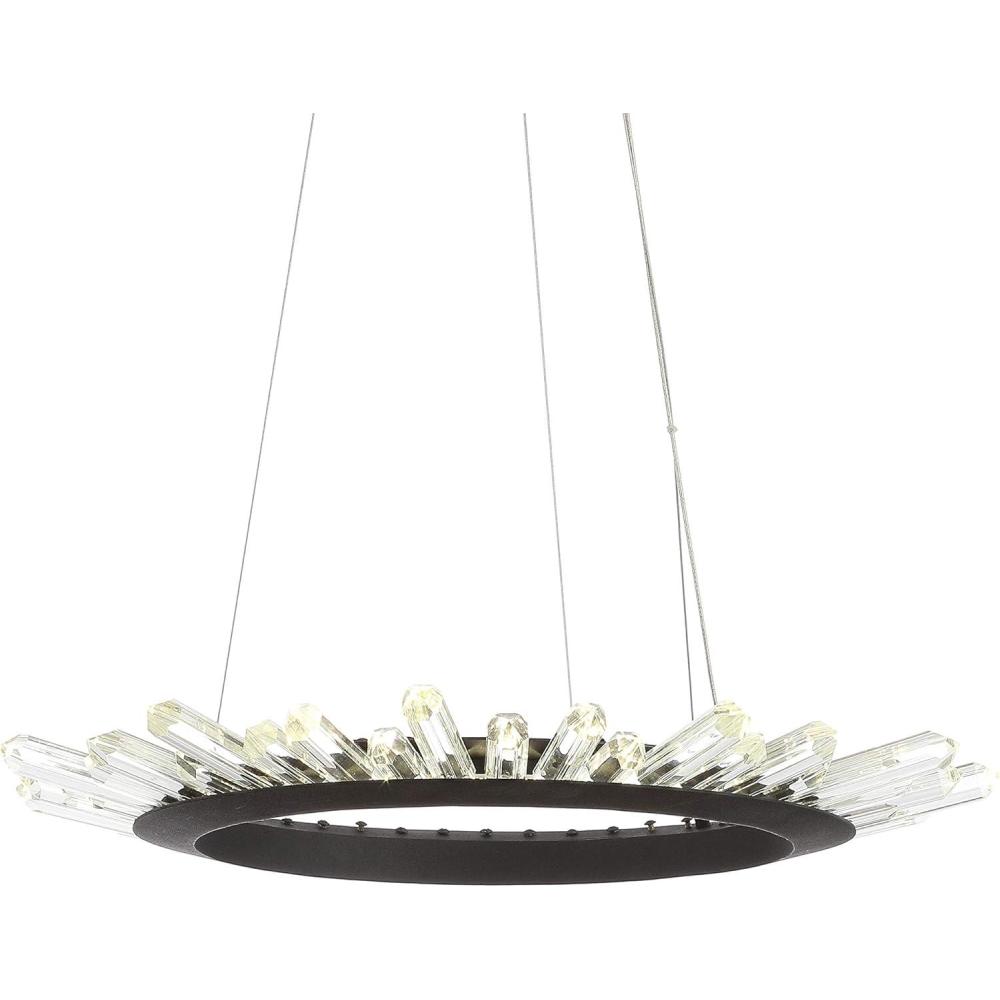 imageJONATHAN Y JYL7212A Elsa 24quot Adjustable Integrated LED Modern Crystal Pendant Modern Contemporary 4000K 21W Builtin Light for Kitchen Hallway Bathroom Commercial Office Closet BlackClear