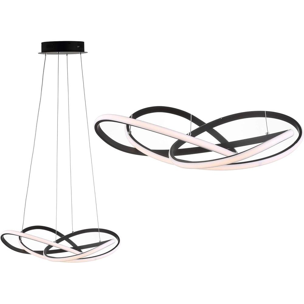 imageJONATHAN Y JYL7219B Alexia 25quot Abstract Integrated LED Metal Adjustable Pendant Modern Contemporary Office Living Room Family Room Dining Room Bedroom Hallway Foyer Gold PaintingBlack