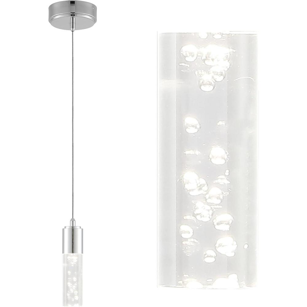 imageJONATHAN Y JYL7221B Bolha 475quot Bubble Acrylic Iron Modern Minimalist Integrated LED Pendant Classic Contemporary Glam 4000K 5W Light for Kitchen Hallway Bathroom Living Room 1 Bulb Brass GoldChrome