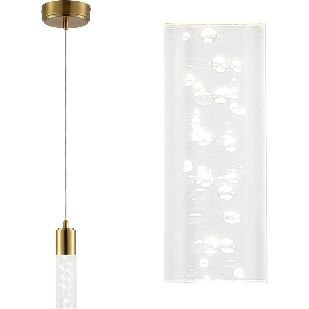 imageJONATHAN Y JYL7221B Bolha 475quot Bubble Acrylic Iron Modern Minimalist Integrated LED Pendant Classic Contemporary Glam 4000K 5W Light for Kitchen Hallway Bathroom Living Room 1 Bulb Brass GoldBrass Gold