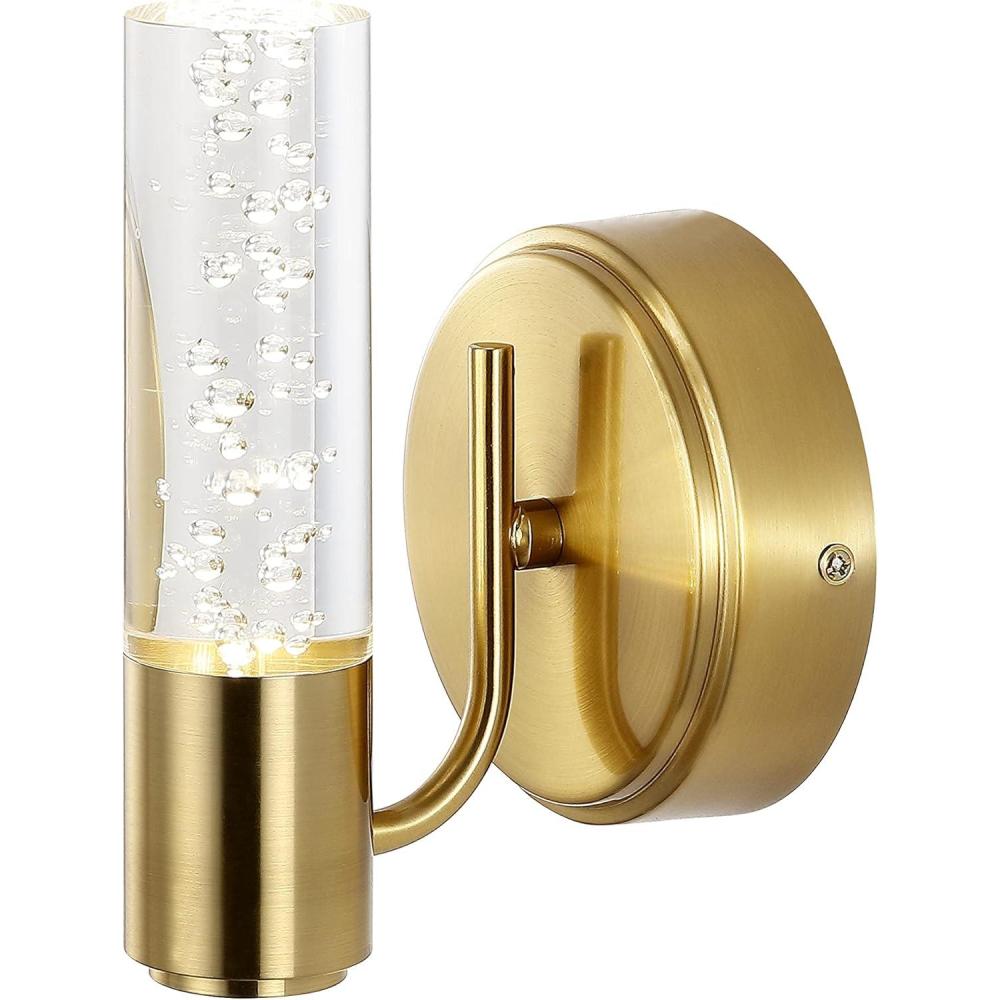 imageJONATHAN Y JYL7224B Bolha 18quot 3Light Minimalist Modern Integrated LED Vanity LightClassic Contemporary Glam 4000K 15W BuiltIn For KitchenHallwayBathroomCommercial Office Living Room Brass GoldBrass Gold
