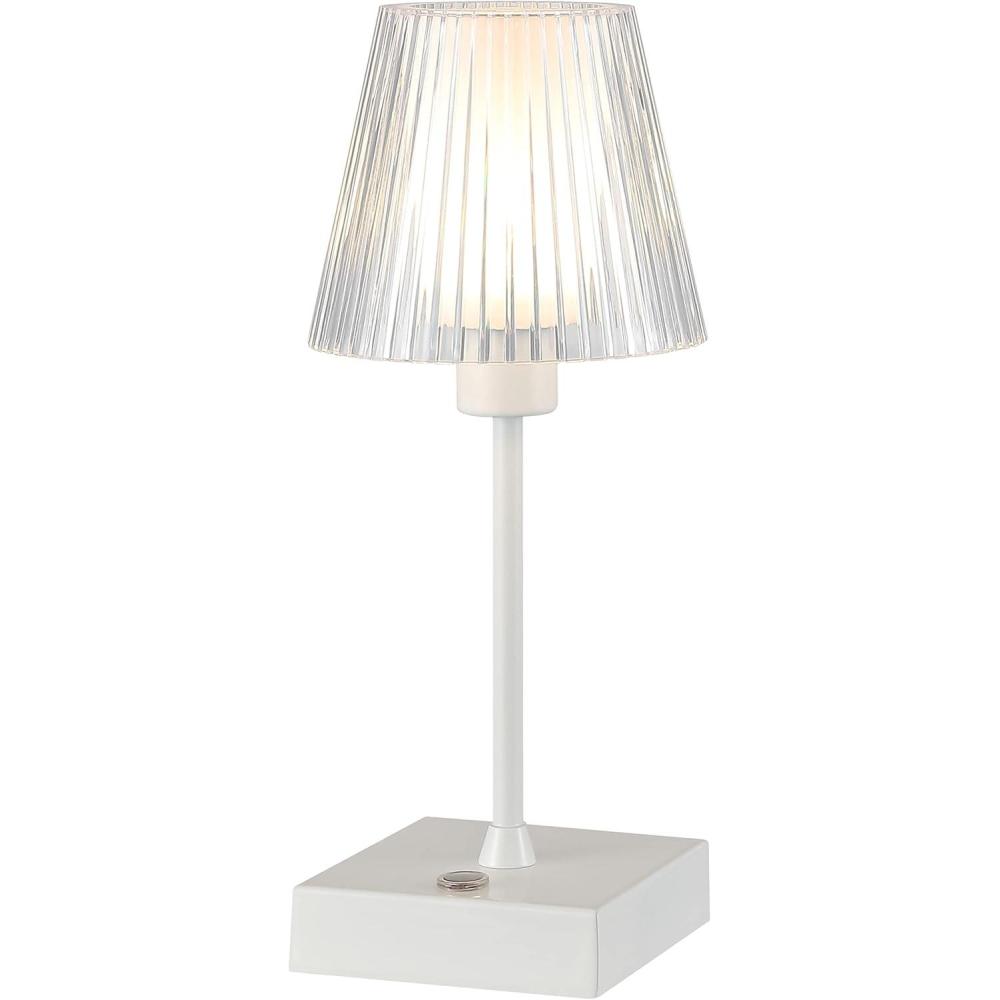 imageJONATHAN Y JYL7225C Oscar 125quot Modern Industrial RechargeableCordless Portable IronAcrylic Integrated LED Table Lamp with Ribbed Shade Classic Contemporary Bedside Desk Nightstand Lamp OrangeWhite