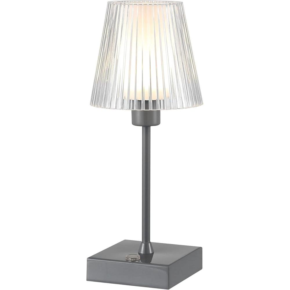 imageJONATHAN Y JYL7225C Oscar 125quot Modern Industrial RechargeableCordless Portable IronAcrylic Integrated LED Table Lamp with Ribbed Shade Classic Contemporary Bedside Desk Nightstand Lamp OrangeGray