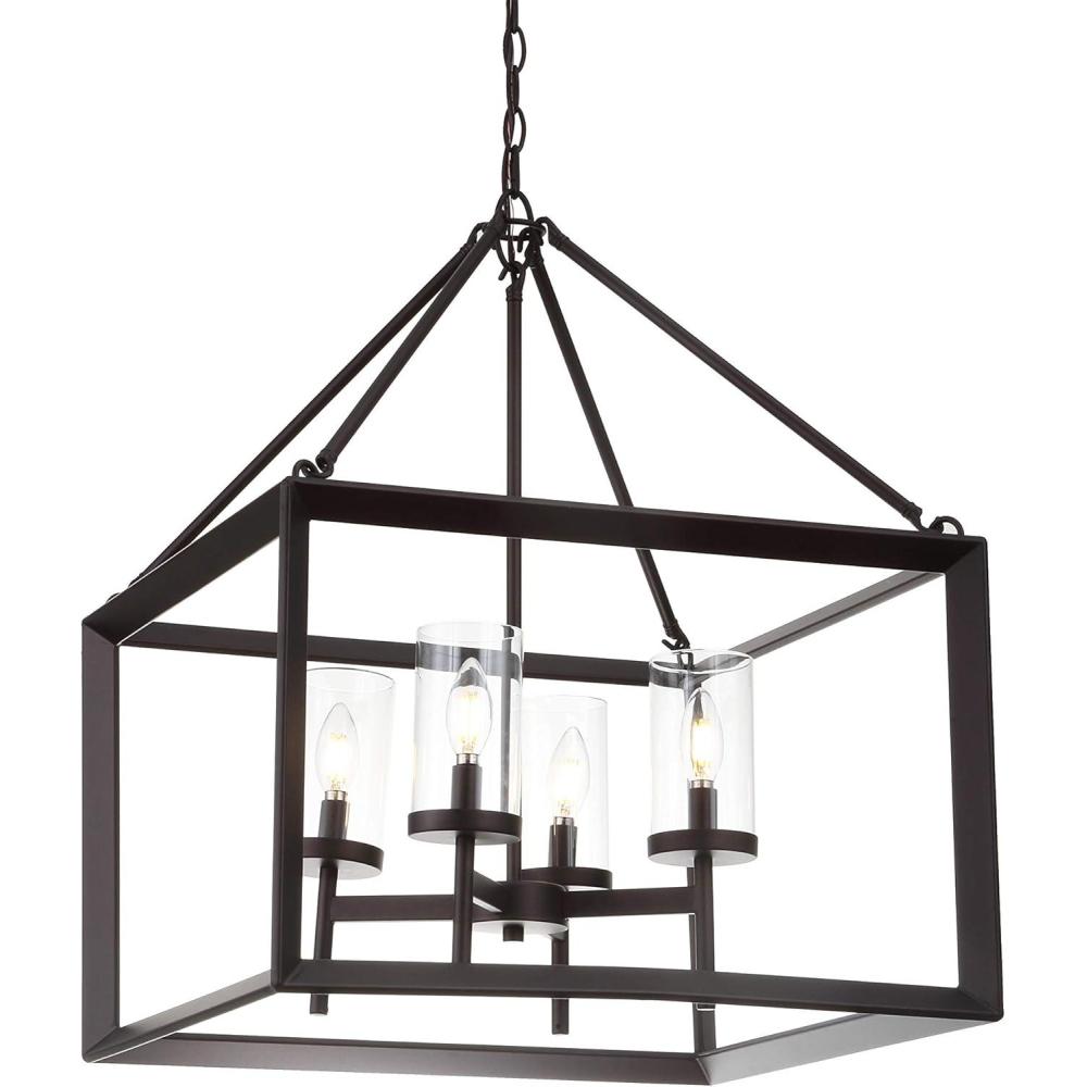 imageJONATHAN Y JYL7412A Anna 12quot 3Light MetalGlass Pendant Traditional Classic Modern Industrial Farmhouse Dining Room Living Room Kitchen Foyer Bedroom Hallway Oil Rubbed BronzeClear21 4Light