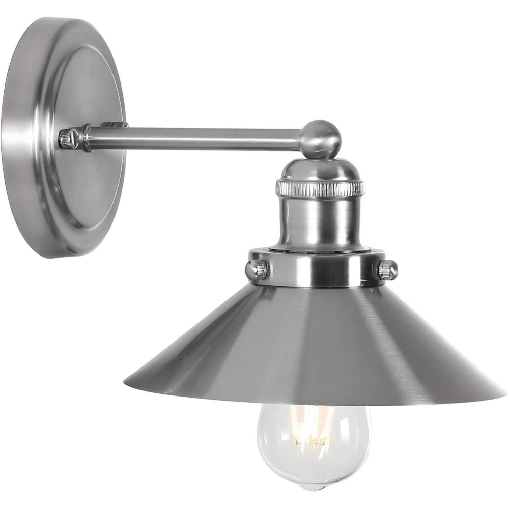 imageJONATHAN Y JYL7424A June 175quot 2Light Metal Shade Farmhouse Sconce Contemporary Transitional 2200K Edison 25W Bulbs Included for Bedroom Living Room Bathroom Vanity Lighting ChromeNickel