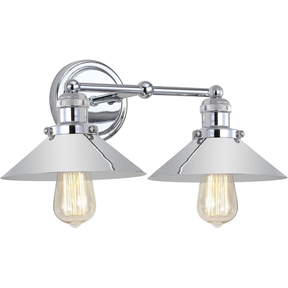 imageJONATHAN Y JYL7424A June 175quot 2Light Metal Shade Farmhouse Sconce Contemporary Transitional 2200K Edison 25W Bulbs Included for Bedroom Living Room Bathroom Vanity Lighting ChromeChrome